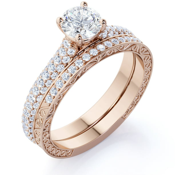 10K Rose Gold Engagement Semi Mount Round Real Diamonds Party Wedding Fine Ring 